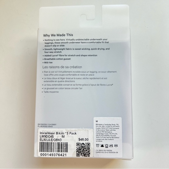 Lululemon InvisiWear Mid Rise Bikini Underwear 3 Pack size M ELIX/LILE/CBND - Picture 3 of 6